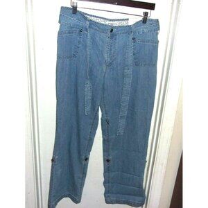 George & Martha Denim Roll Tab Blue Jeans Capri Classic Size 14P‎ New